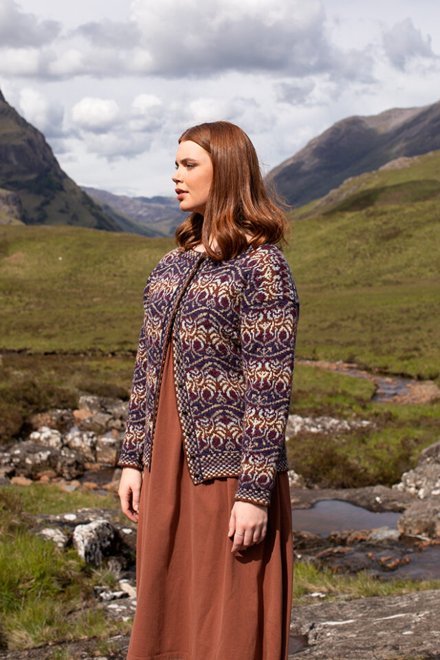 Angels Cardigan patterncard kit design by Jade Starmore in Hebridean 2 Ply yarn