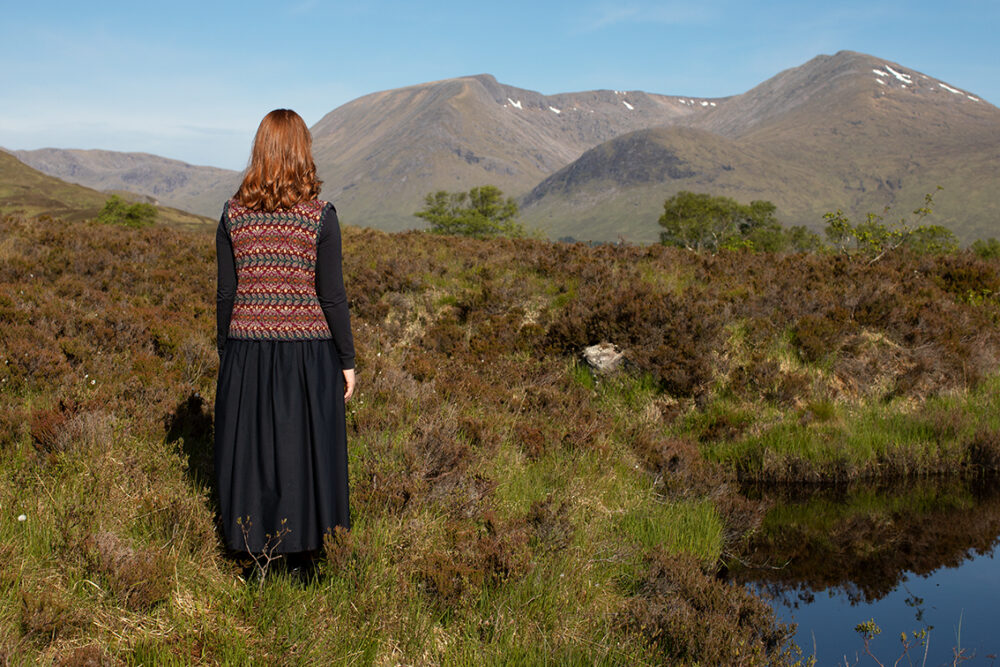 Flora patterncard kit design by Alice Starmore in Hebridean 2 Ply yarn