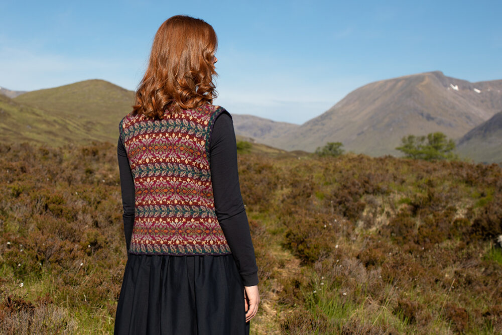 Flora patterncard kit design by Alice Starmore in Hebridean 2 Ply yarn