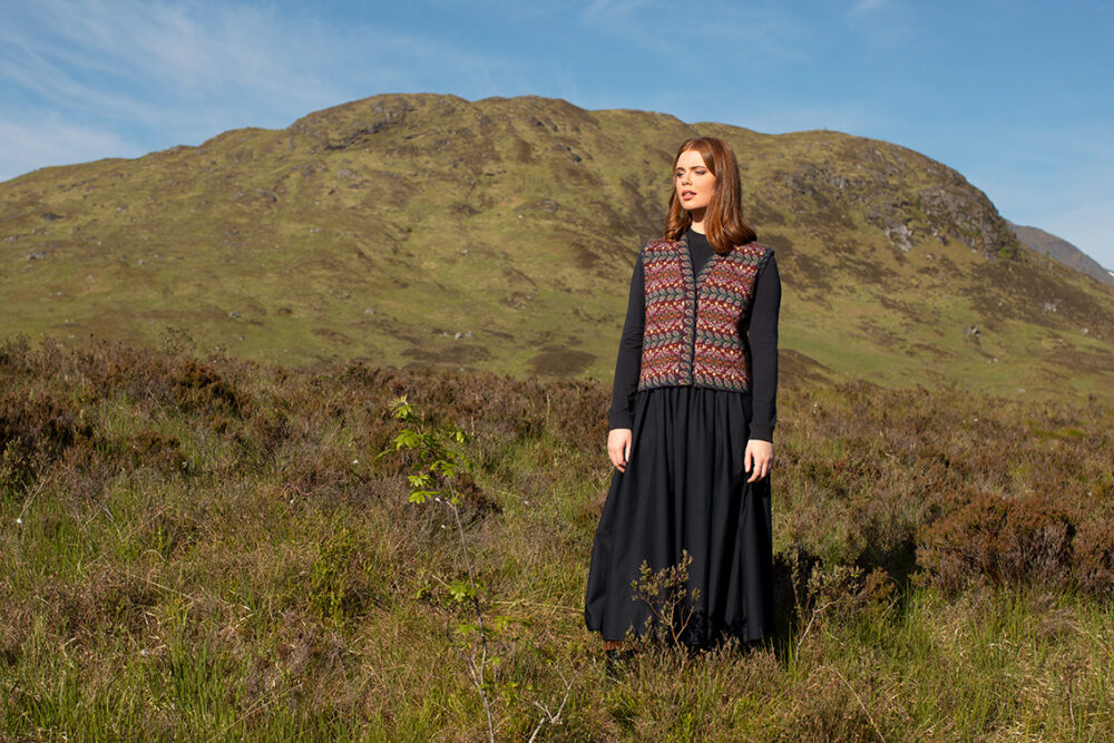 Flora patterncard kit design by Alice Starmore in Hebridean 2 Ply yarn