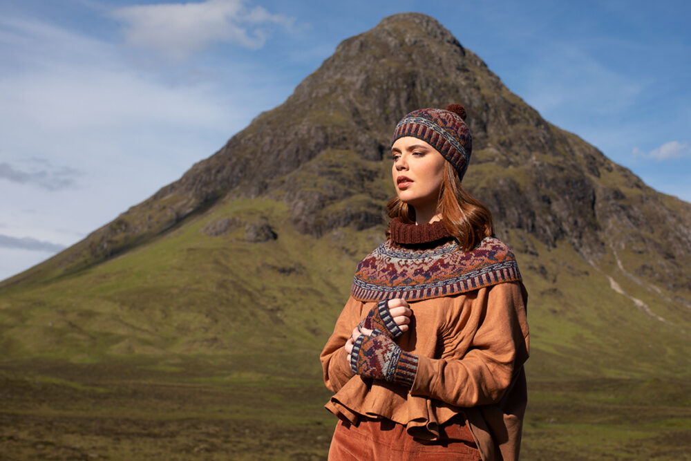 Hawk & Hound patterncard knitwear design by Jade Starmore in pure wool Hebridean 2 Ply hand knitting yarn