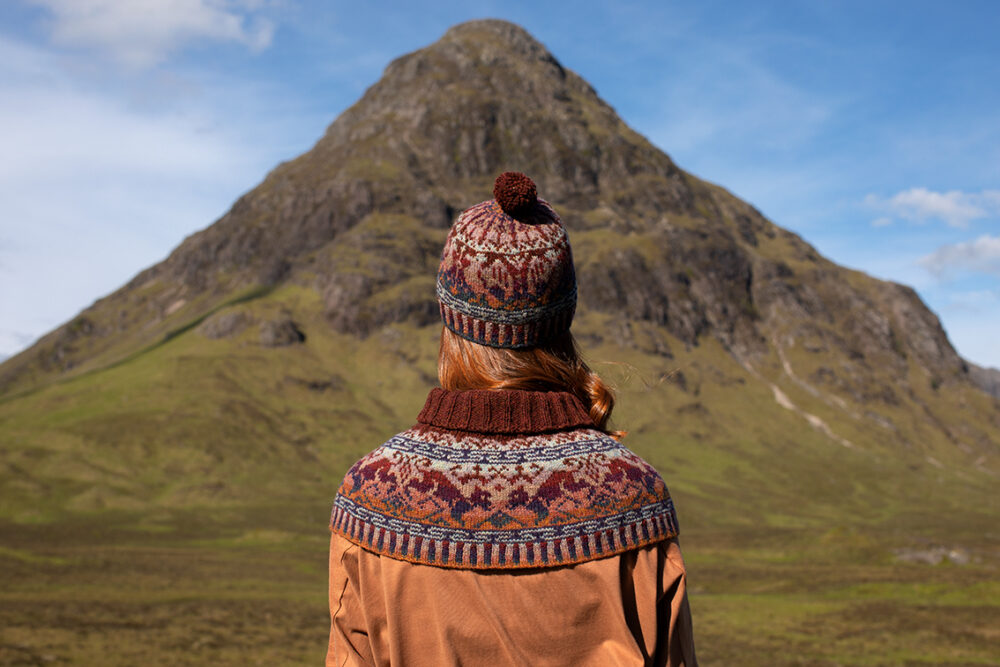 Hawk & Hound patterncard knitwear design by Jade Starmore in pure wool Hebridean 2 Ply hand knitting yarn