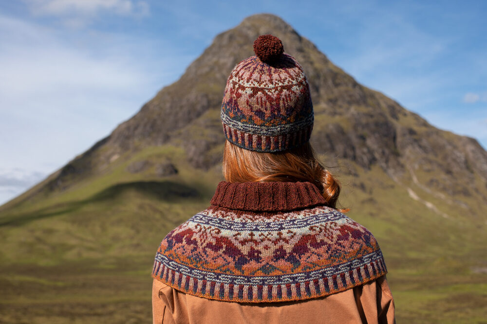 Hawk & Hound patterncard knitwear design by Jade Starmore in pure wool Hebridean 2 Ply hand knitting yarn