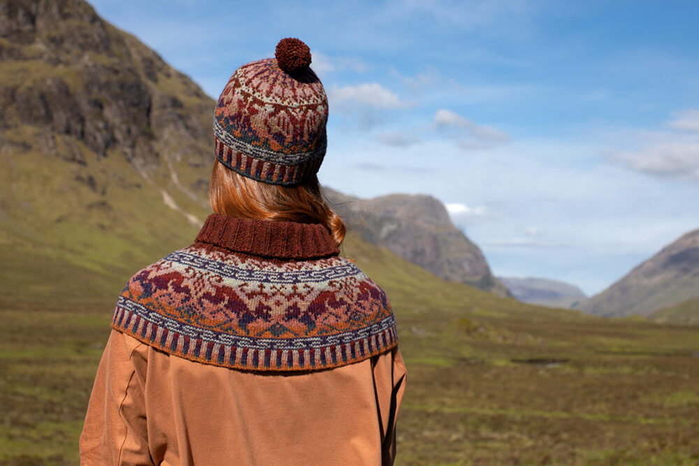 Hawk & Hound patterncard knitwear design by Jade Starmore in pure wool Hebridean 2 Ply hand knitting yarn