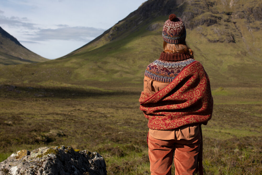 Hawk & Hound patterncard knitwear design by Jade Starmore in pure wool Hebridean 2 Ply hand knitting yarn