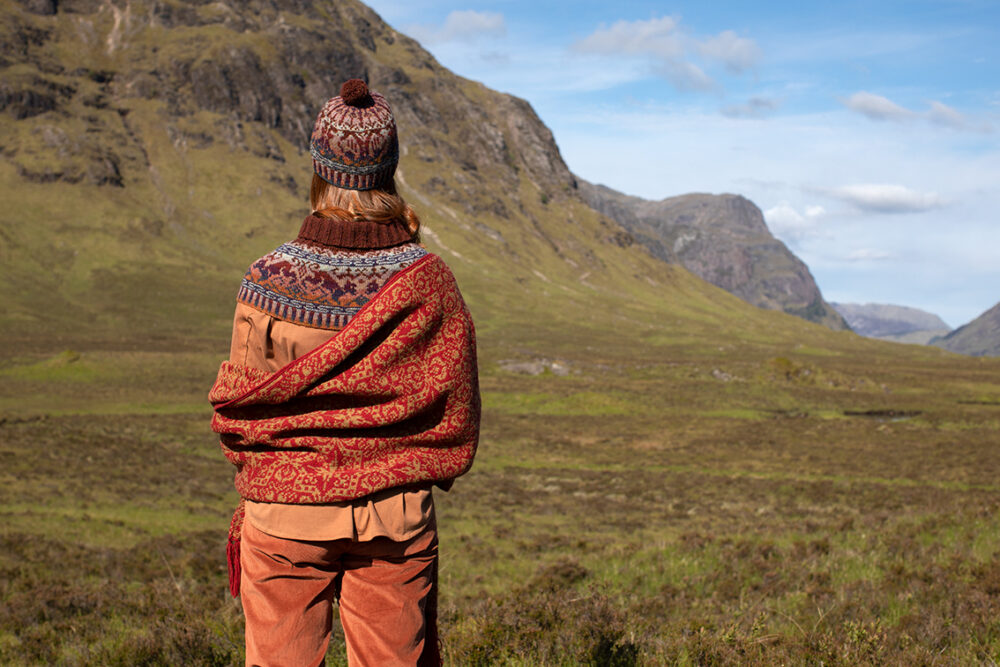 Hawk & Hound patterncard knitwear design by Jade Starmore in pure wool Hebridean 2 Ply hand knitting yarn