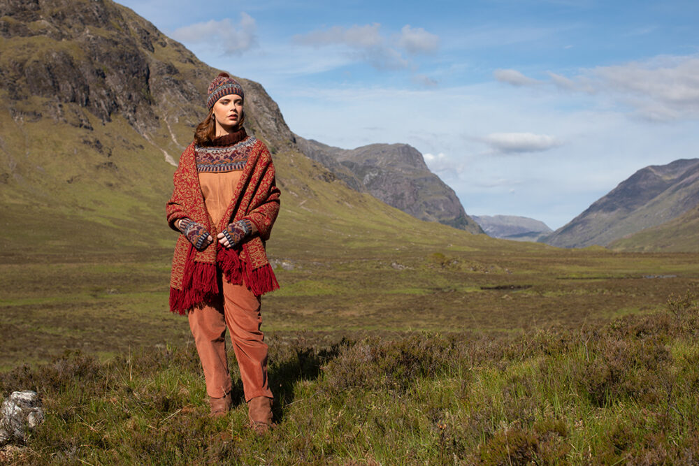 Hawk & Hound patterncard knitwear design by Jade Starmore in pure wool Hebridean 2 Ply hand knitting yarn