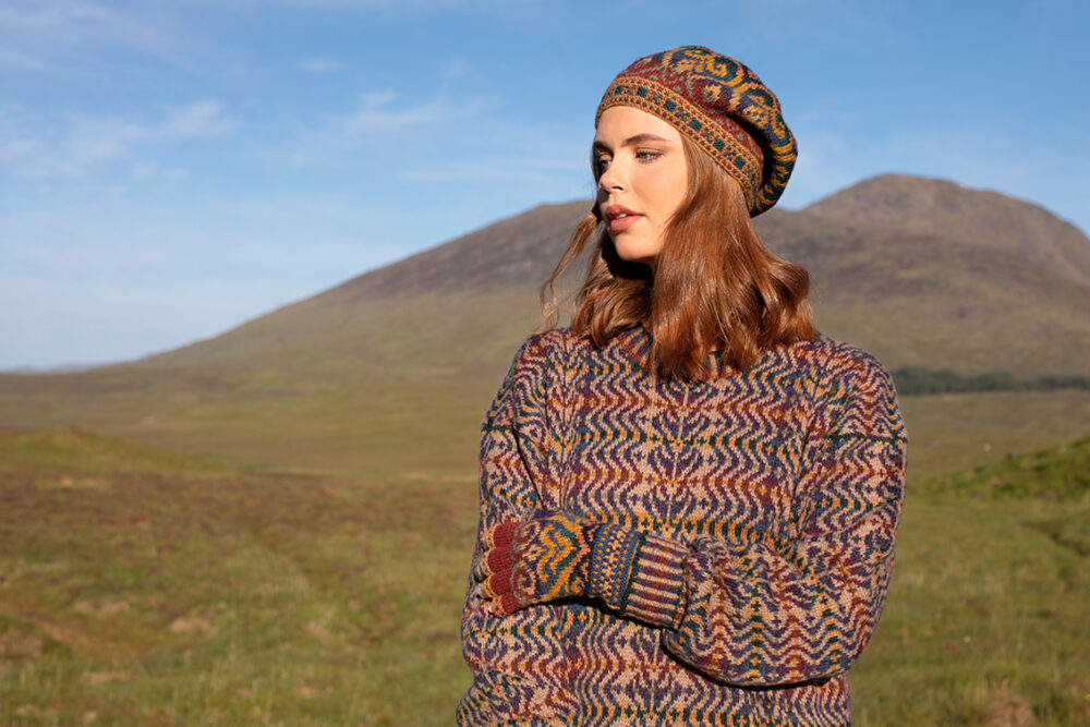 Selkie Pullover patterncard kit design by Alice Starmore in Hebridean 2 Ply yarn