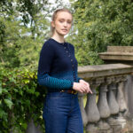 Traigh Cardigan patterncard kit design by Jade Starmore in Hebridean 2 Ply yarn