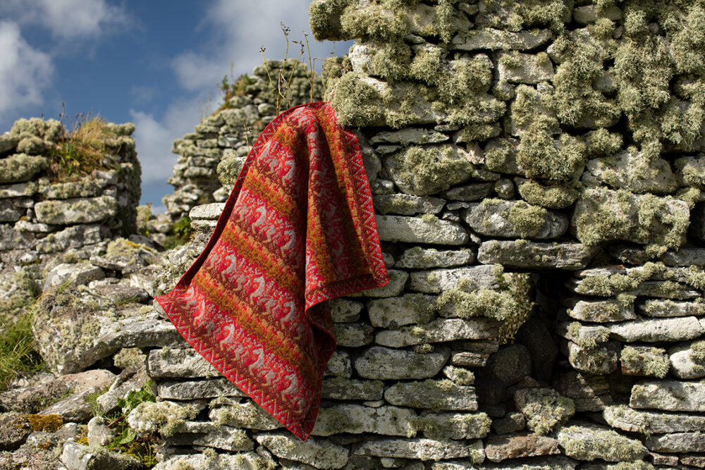 Widdicombe Fair Baby Blanket patterncard kit design by Jade Starmore in Hebridean 2 Ply yarn