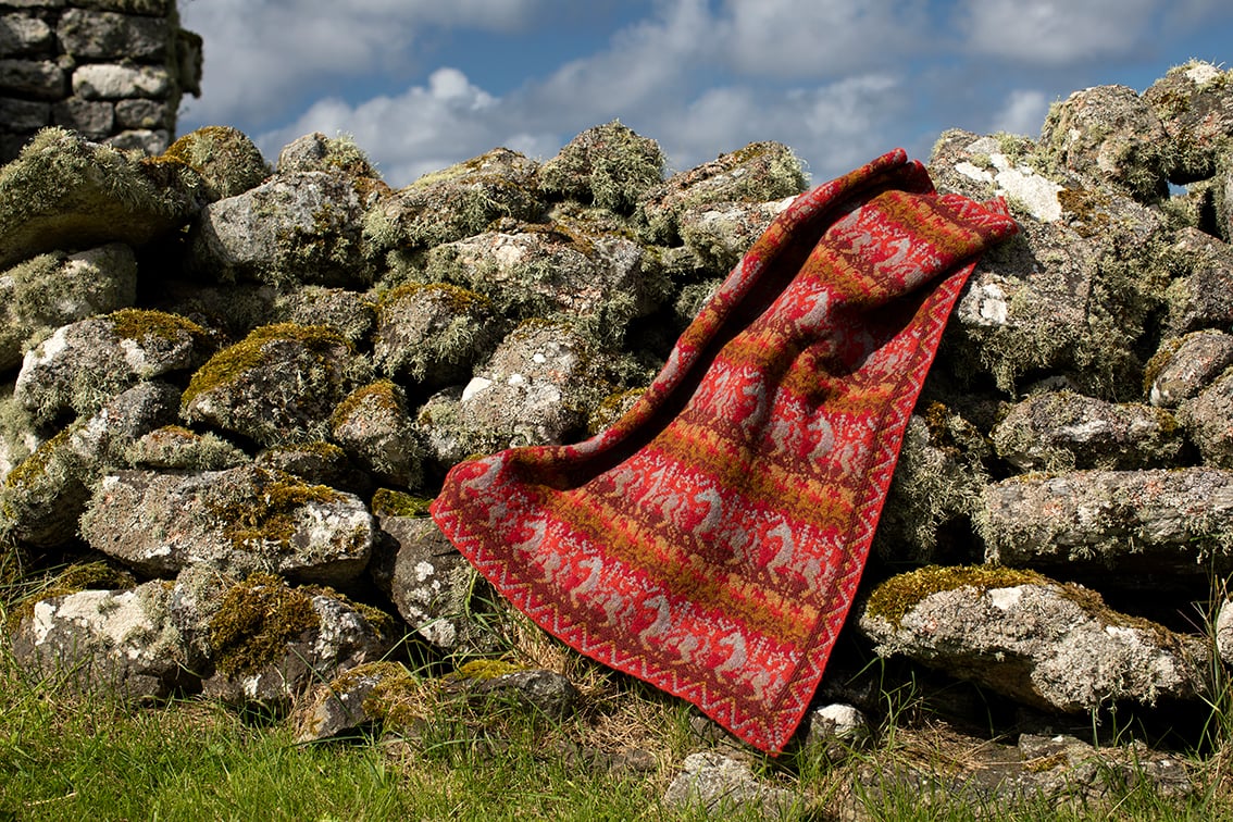 Widdicombe Fair Baby Blanket patterncard kit design by Jade Starmore in Hebridean 2 Ply yarn