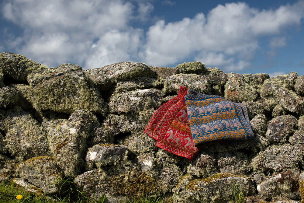 Widdicombe Fair Baby Blanket patterncard kit design by Jade Starmore in Hebridean 2 Ply yarn