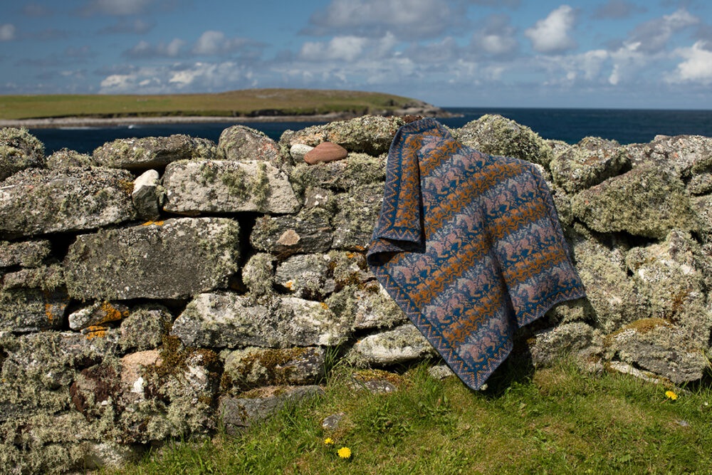 Widdicombe Fair Baby Blanket patterncard kit design by Jade Starmore in Hebridean 2 Ply yarn