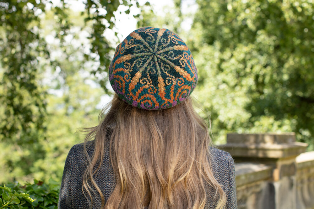Firebirds Hat Set patterncard kit design by Jade Starmore in Hebridean 2 Ply yarn
