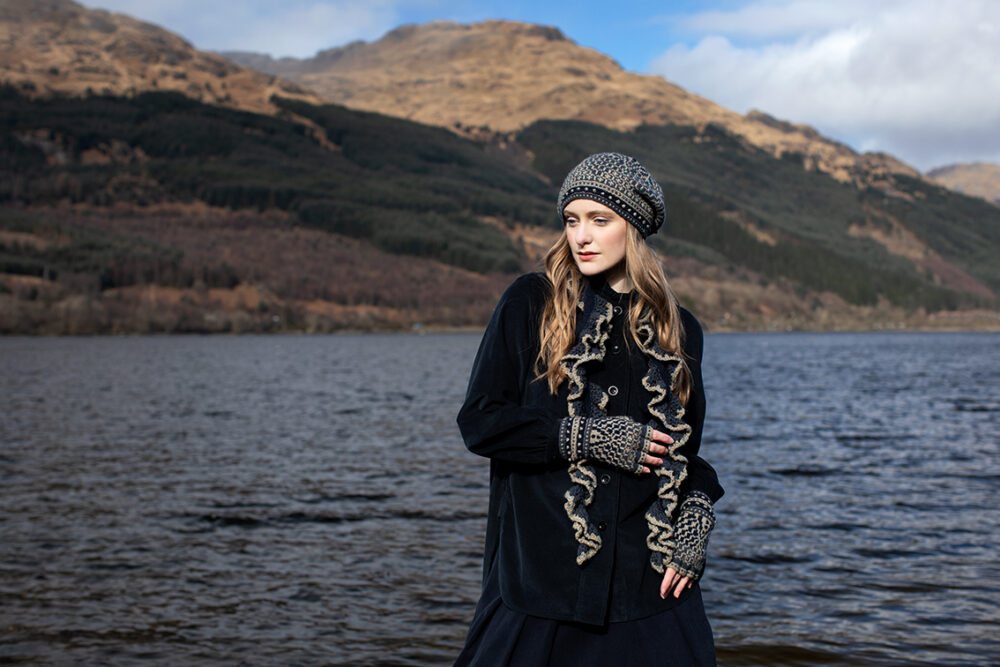 Briodag patterncard kit design by Alice Starmore in Hebridean 2 Ply yarn
