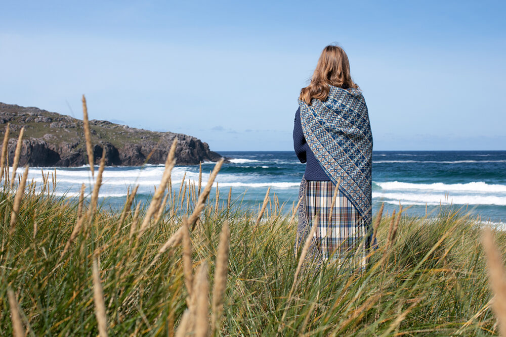 Ripple Wrap by Alice Starmore in Hebridean 2 Ply yarn