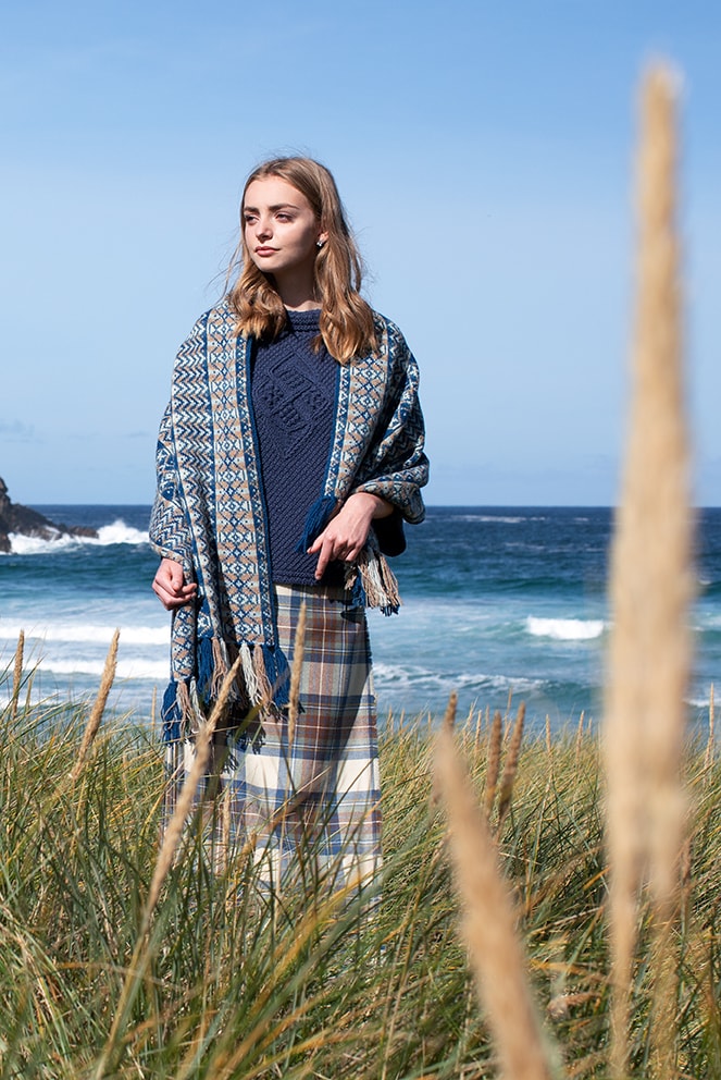 Ripple Wrap by Alice Starmore in Hebridean 2 Ply yarn