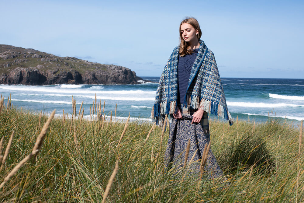 Ripple Wrap by Alice Starmore in Hebridean 2 Ply yarn