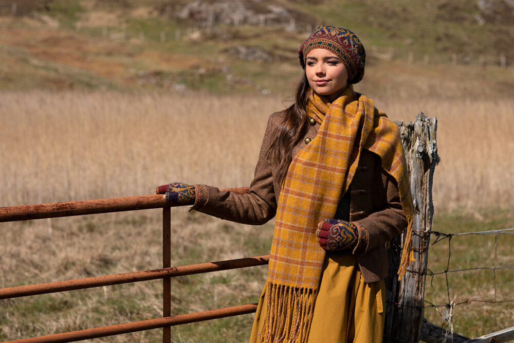 Henry VIII Hat Set patterncard kit design by Alice Starmore in Hebridean 2 Ply yarn