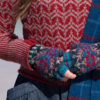 Boreray Pullover and Marina Set patterncard kit designs and Am Baile woven wrap by Alice Starmore in Hebridean 2 Ply yarn