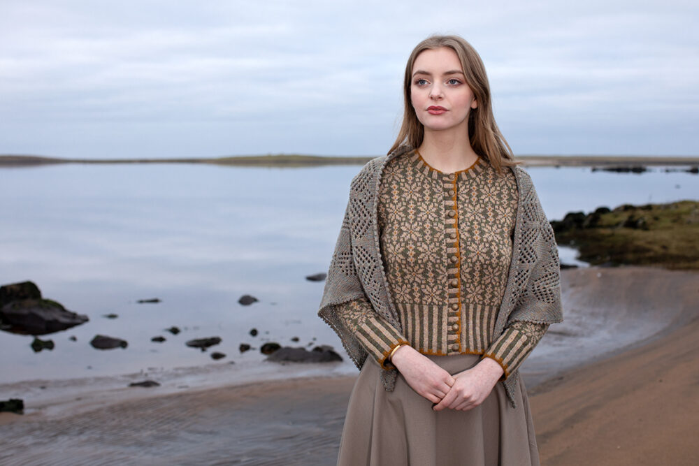 Sulaire patterncard kit design by Alice Starmore in Hebridean 2 Ply yarn
