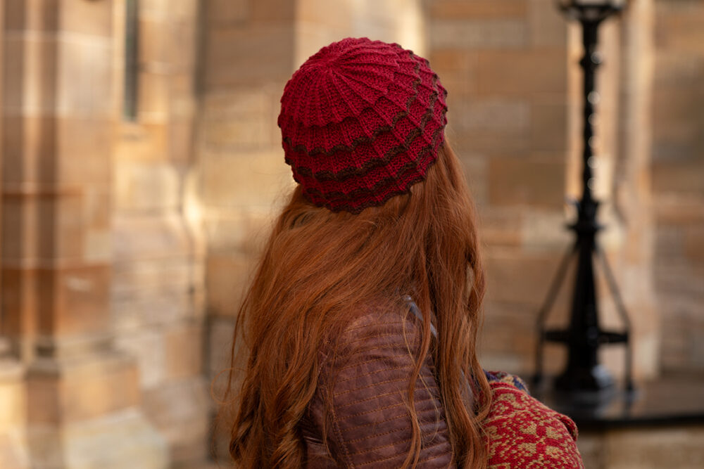 Levenish Hat, Henry VIII gloves and woven wrap by Alice Starmore and Persian Tiles by Jade Starmore