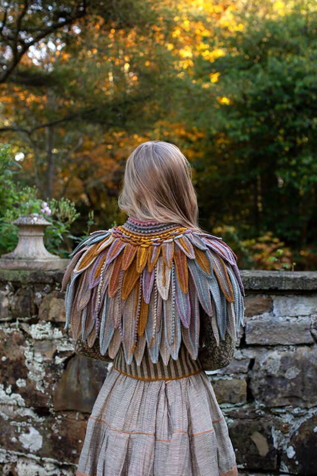 The Raven Capelet patterncard kit design by Alice Starmore from the House of Feathers collection.