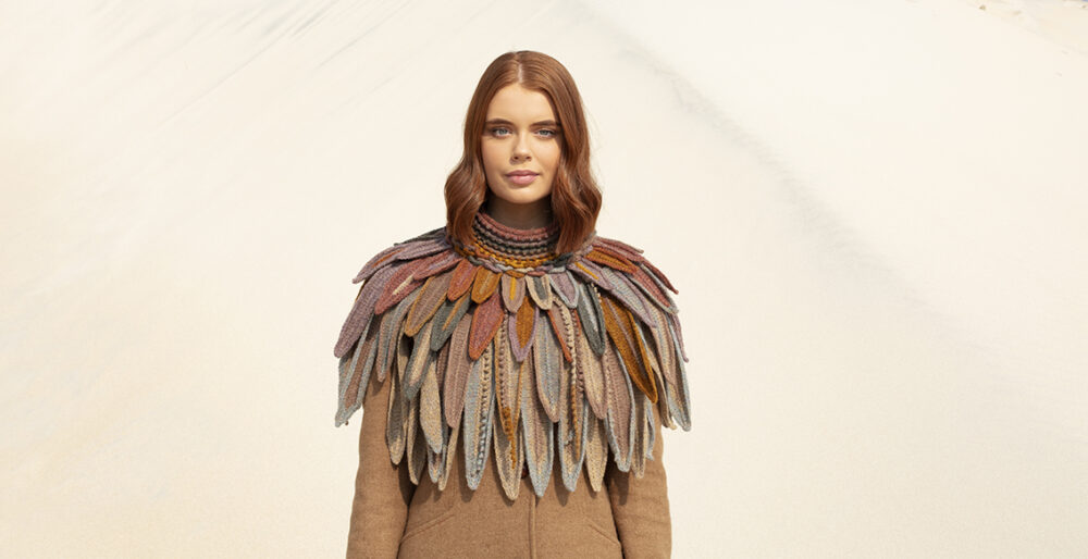 The Raven Capelet patterncard kit design by Alice Starmore from the House of Feathers collection.