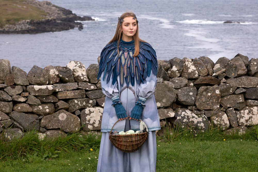 The Raven Capelet patterncard kit design by Alice Starmore from the House of Feathers collection.