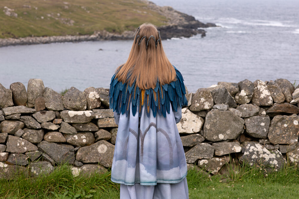 The Raven Capelet patterncard kit design by Alice Starmore from the House of Feathers collection.