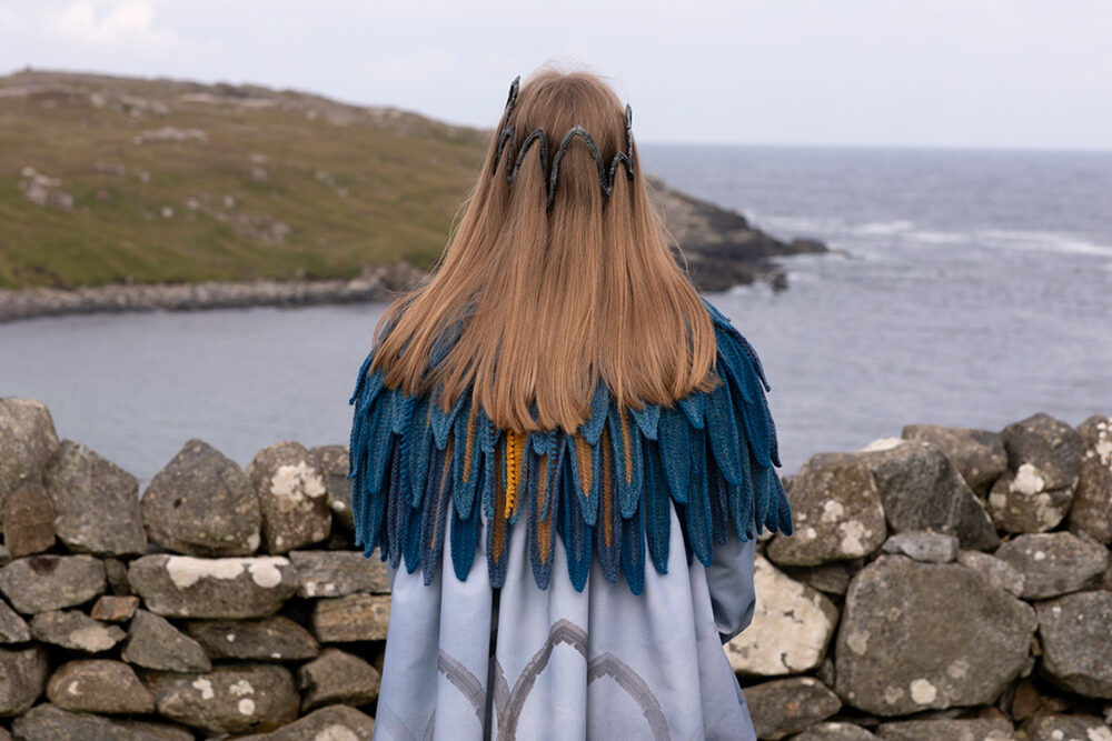 The Raven Capelet patterncard kit design by Alice Starmore from the House of Feathers collection.