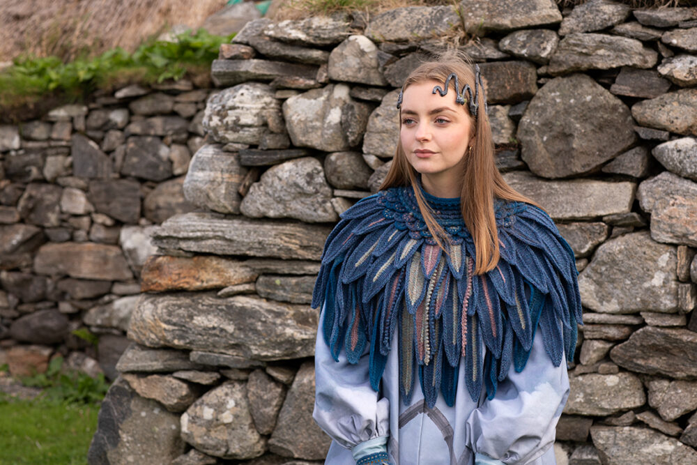 The Raven Capelet patterncard kit design by Alice Starmore from the House of Feathers collection.