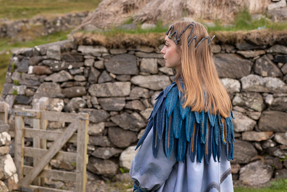 The Raven Capelet patterncard kit design by Alice Starmore from the House of Feathers collection.