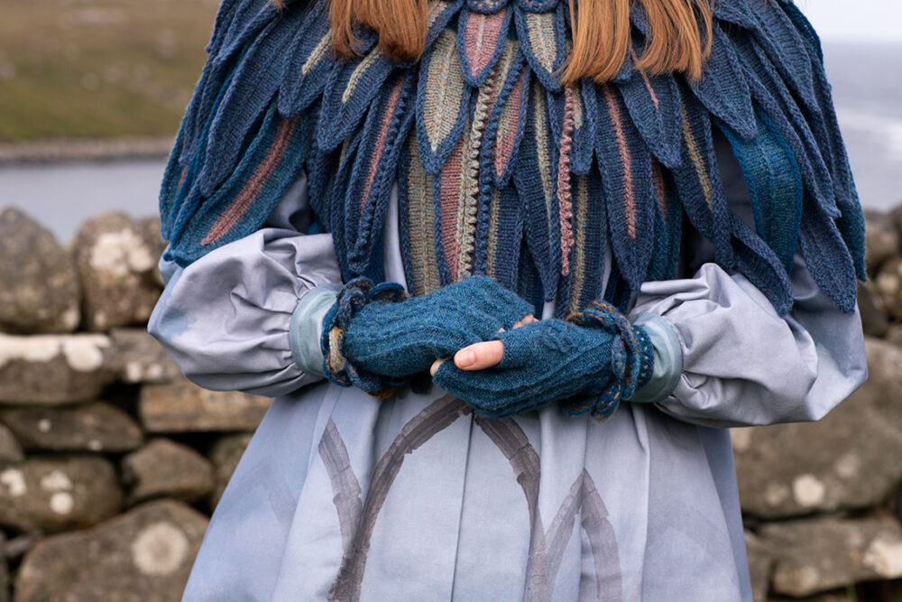 The Raven Capelet patterncard kit design by Alice Starmore from the House of Feathers collection.