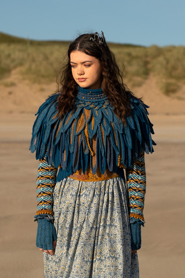 The Raven Capelet patterncard kit design by Alice Starmore from the House of Feathers collection.