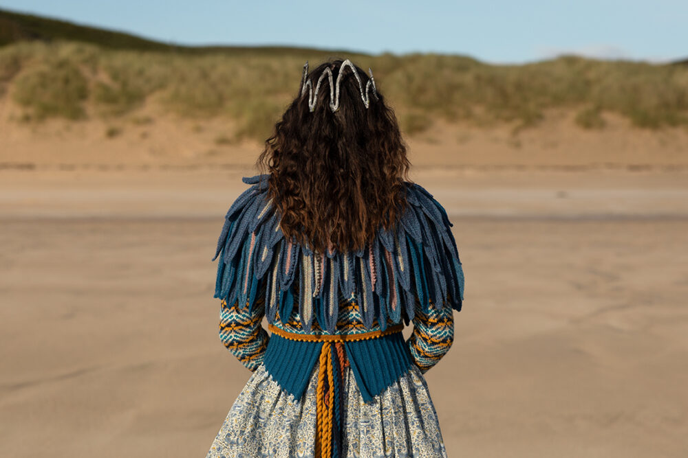 The Raven Capelet patterncard kit design by Alice Starmore from the House of Feathers collection.