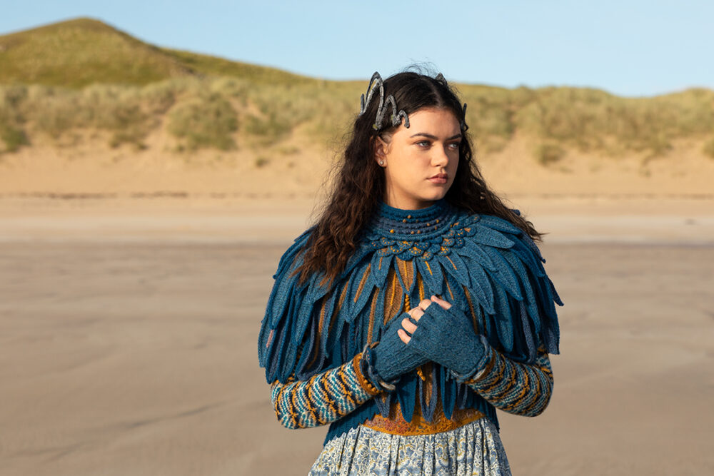 The Raven Capelet patterncard kit design by Alice Starmore from the House of Feathers collection.