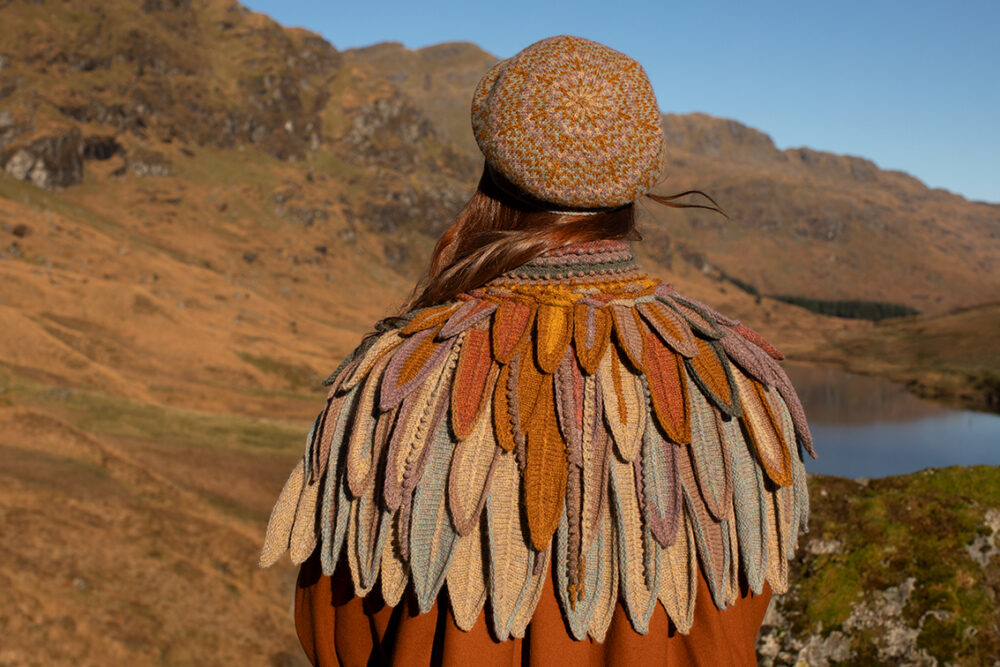 The Raven Capelet patterncard kit design by Alice Starmore from the House of Feathers collection.