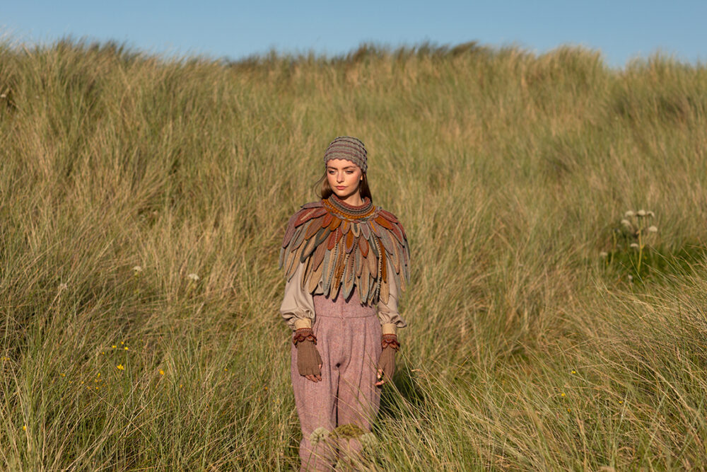 The Raven Capelet patterncard kit design by Alice Starmore from the House of Feathers collection.