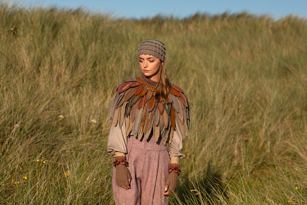 The Raven Capelet patterncard kit design by Alice Starmore from the House of Feathers collection.