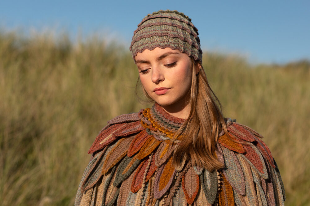 The Raven Capelet patterncard kit design by Alice Starmore from the House of Feathers collection.