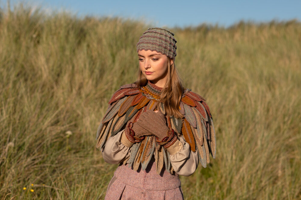 The Raven Capelet patterncard kit design by Alice Starmore from the House of Feathers collection.