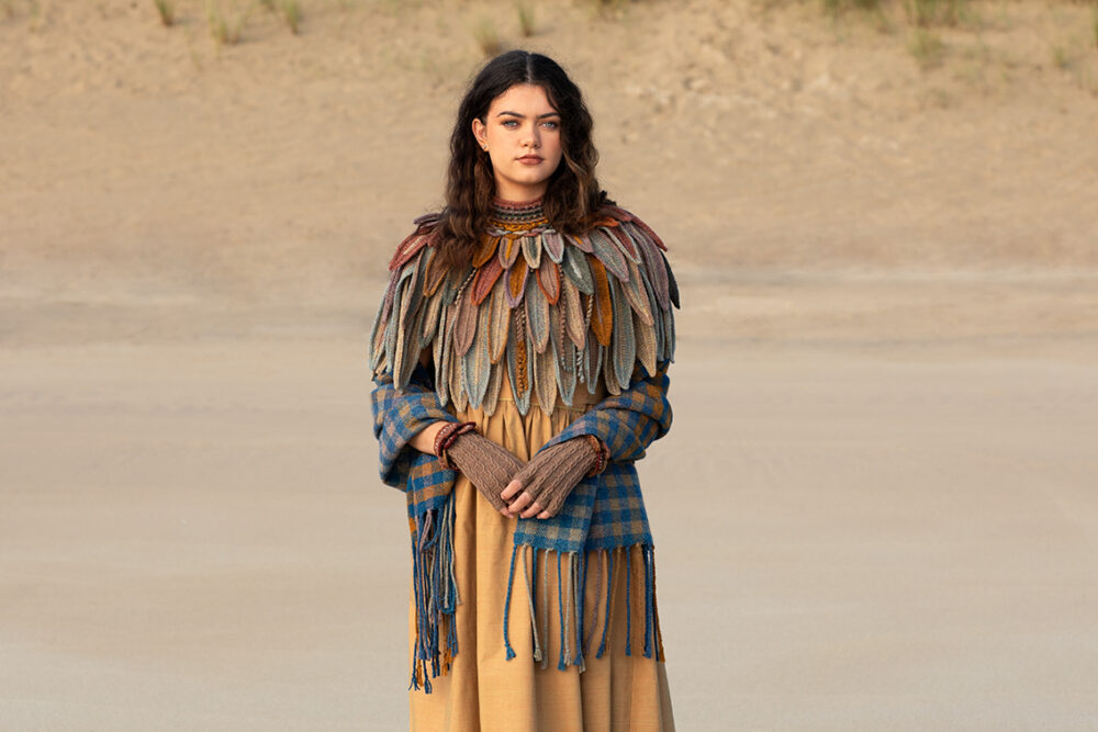 The Raven Capelet patterncard kit design by Alice Starmore from the House of Feathers collection.