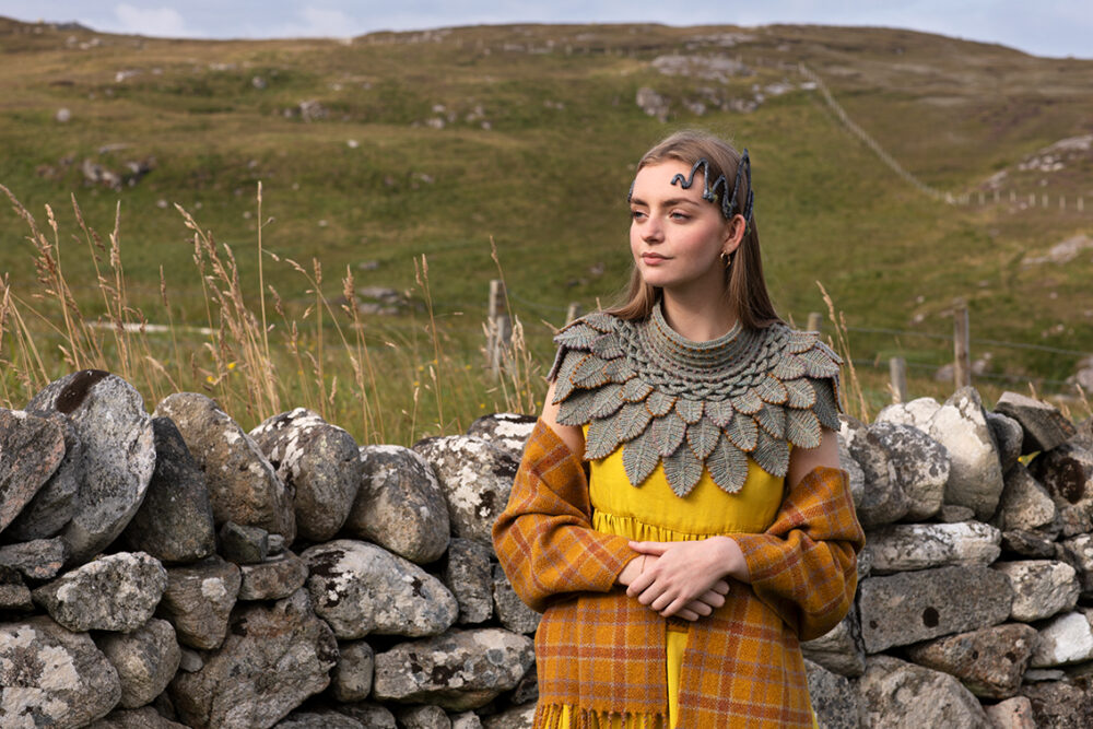 Eagle Collar patterncard kits and Breacan Wrap from Woven Design Plans by Alice Starmore in Hebridean 2 Ply