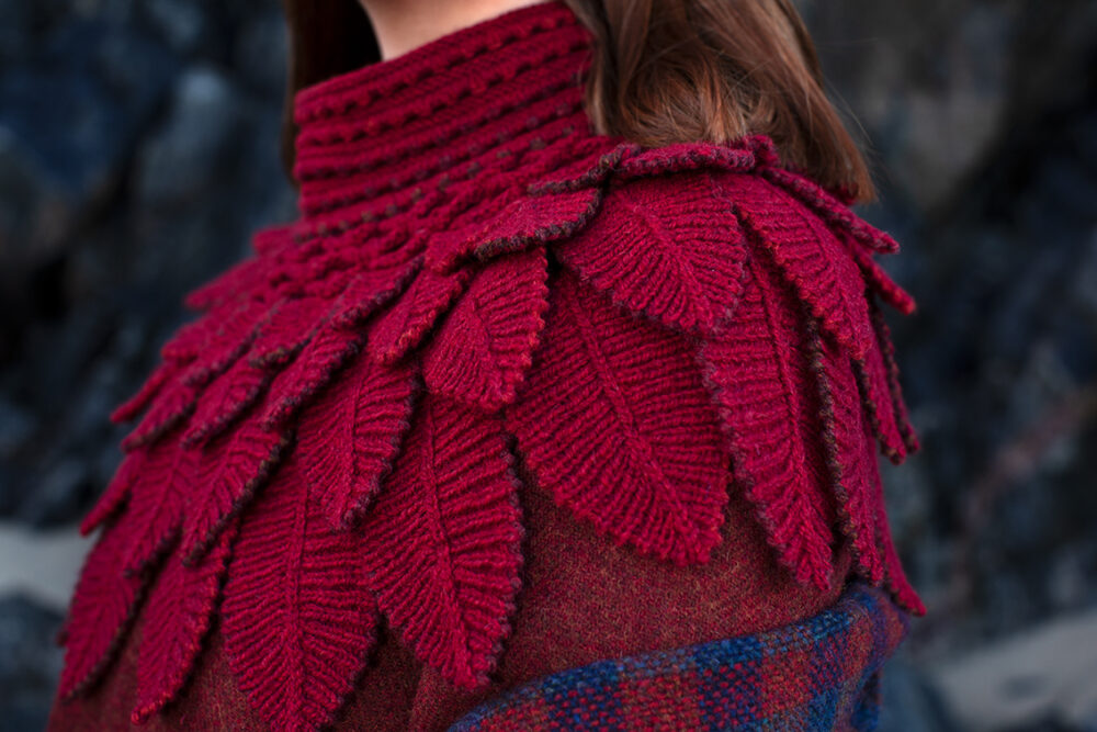 Eagle Collar, Ruabhal and Oiseabhal patterncard kit designs and Hat from Creative Course 1 by Alice Starmore in Hebridean 2 Ply