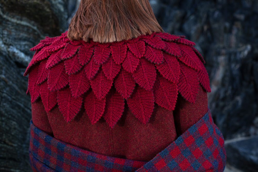 Eagle Collar, Ruabhal and Oiseabhal patterncard kit designs and Hat from Creative Course 1 by Alice Starmore in Hebridean 2 Ply