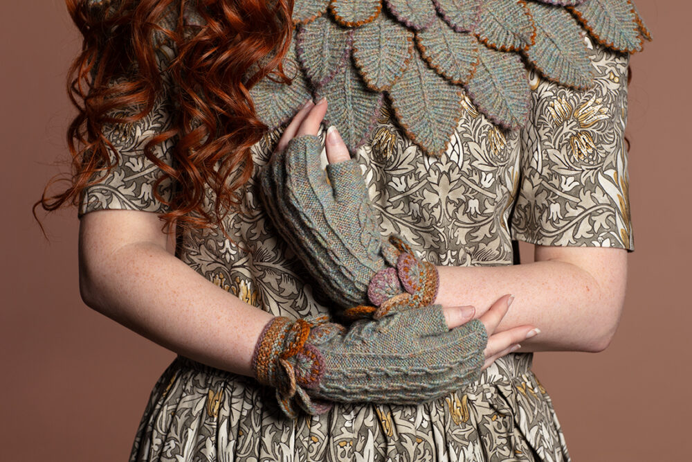 Eagle Collar and Ruabhal patterncard kit designs by Alice Starmore in Hebridean 2 Ply