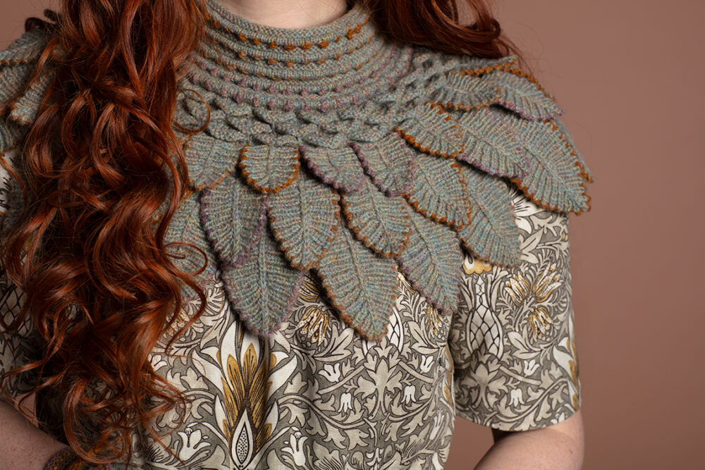 Eagle Collar and Ruabhal patterncard kit designs by Alice Starmore in Hebridean 2 Ply