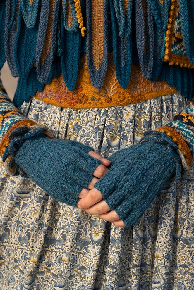 Ruabhal Gloves and Raven Capelet patterncard kits by Alice Starmore in Hebridean 2 Ply