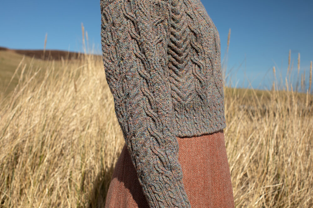 Inishmore and Marina Hat Set hand knitwear patterncard kits in Alice Starmore Hebridean pure British wool hand knitting yarn